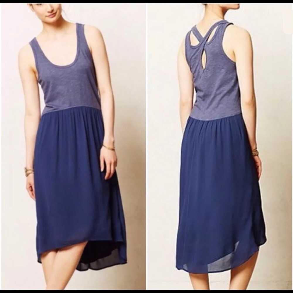 Anthropologie blue crossback dress